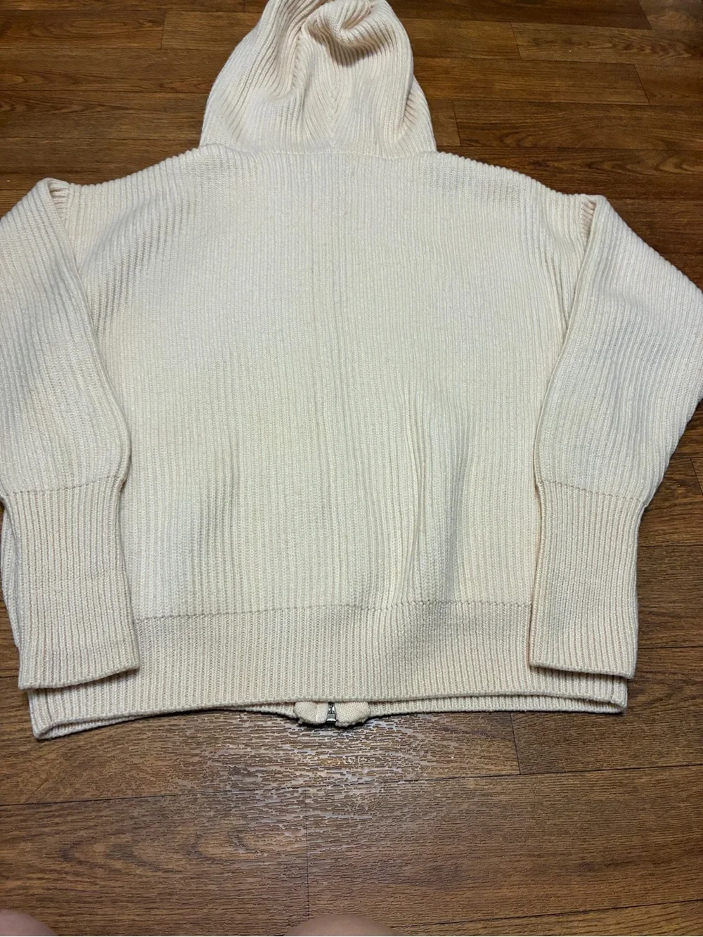 Cozy Cream Zip-Front Hooded Women's Sweater